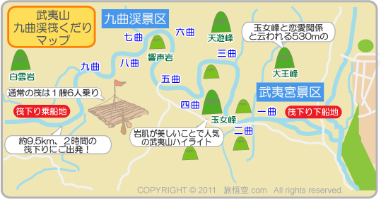 世界遺産 武夷山 九曲渓 筏くだり 地図