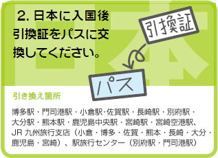 ２日本に入国後引き換え証をパスに交換してください。